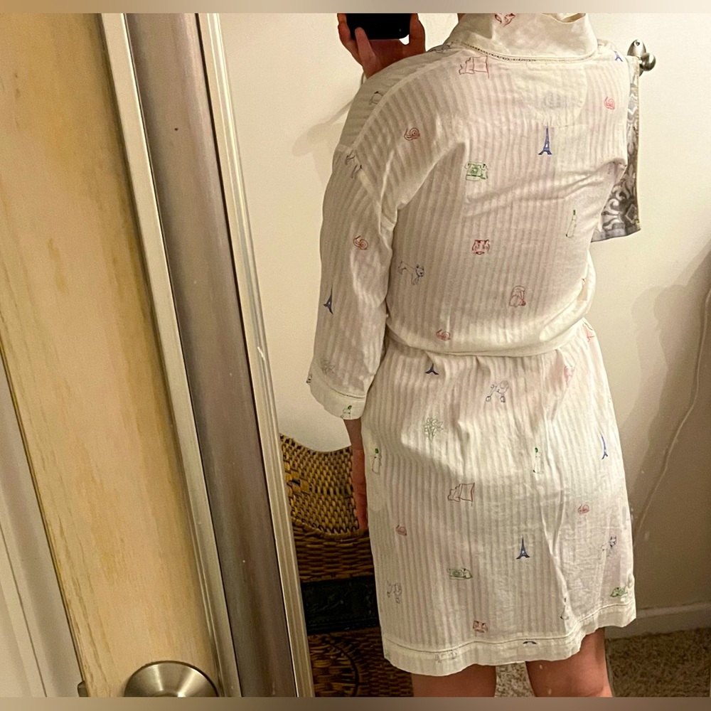 ELOISE Cotton White Robe with illustrations from Anthro